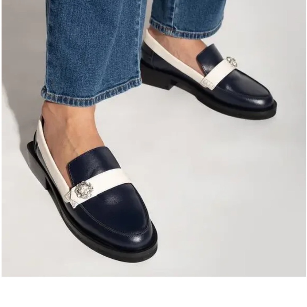 Elegant Navy and White Women's Loafers